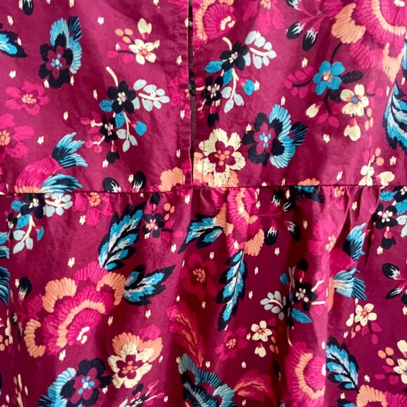 Lane Bryant Cotton Floral Popover Blouse Pink Ruffle Neck Short Sleeve Size 22 - Picture 10 of 16